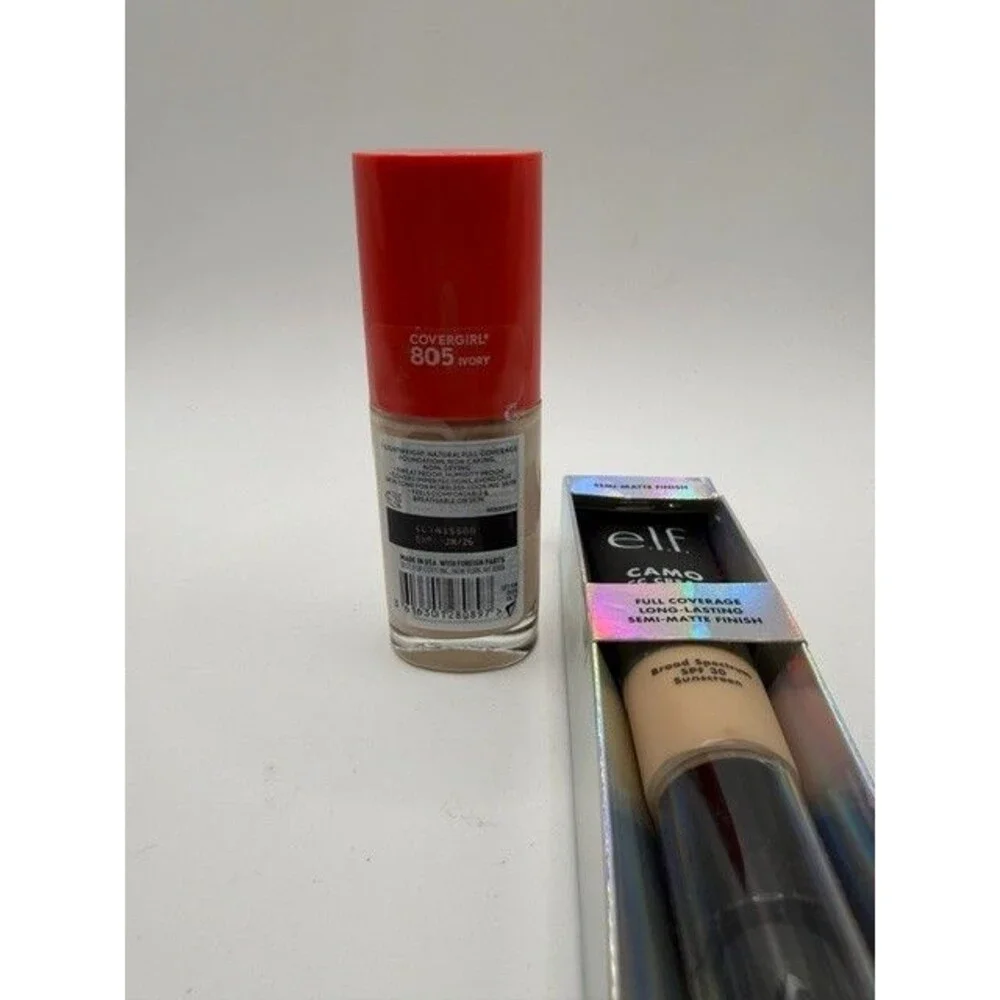 Covergirl Outlast Foundation 805 Ivory + e.l.f. Camo CC Cream Fair 125 C New Lot